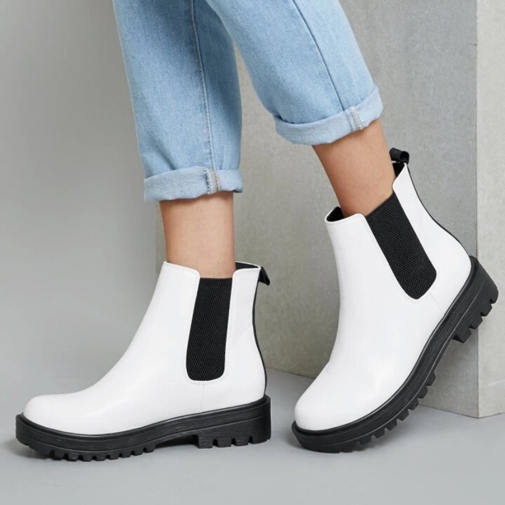 White Chelsea booties
